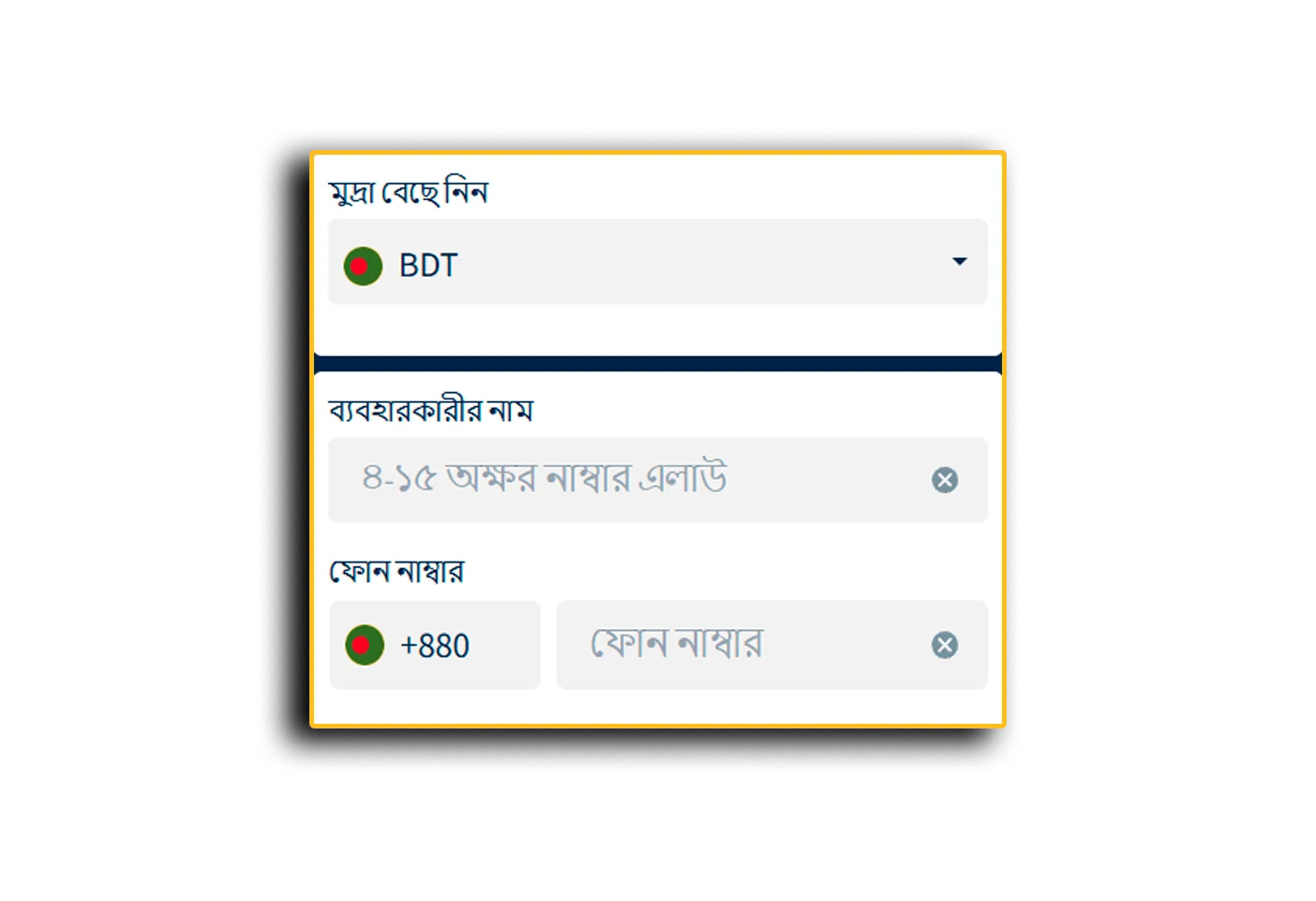 ব্যক্তিগত তথ্য প্রবেশ করান