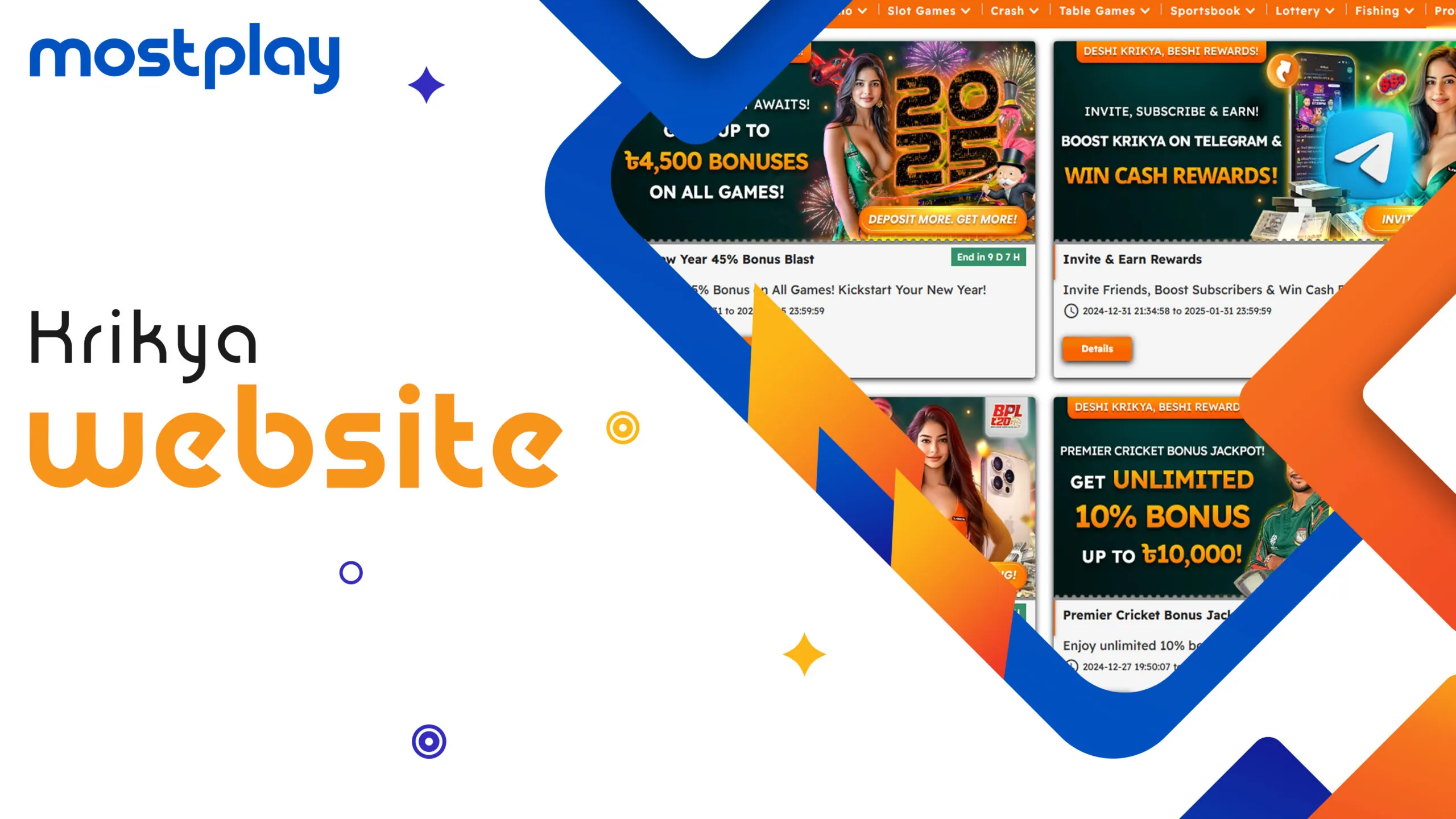 Go to Krikya website and get bonuses